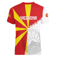 Hometown Macedonia Women V-Neck T-Shirt Flag and Map - Wonder Print Shop