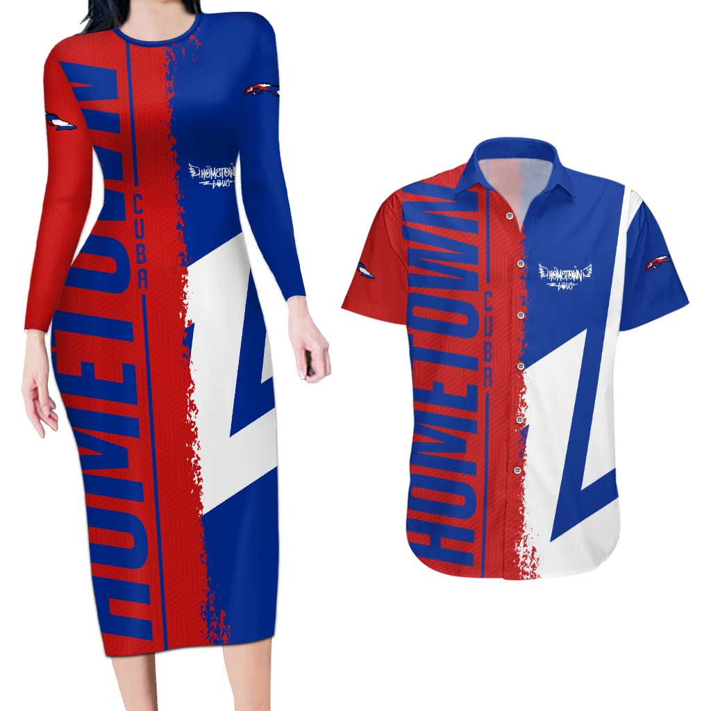 Hometown Czechia Couples Matching Long Sleeve Bodycon Dress and Hawaiian Shirt Flag and Map - Wonder Print Shop
