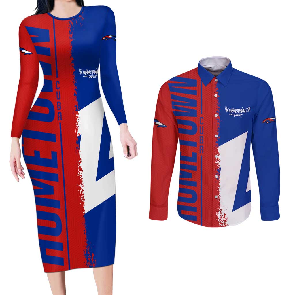 Hometown Czechia Couples Matching Long Sleeve Bodycon Dress and Long Sleeve Button Shirt Flag and Map - Wonder Print Shop
