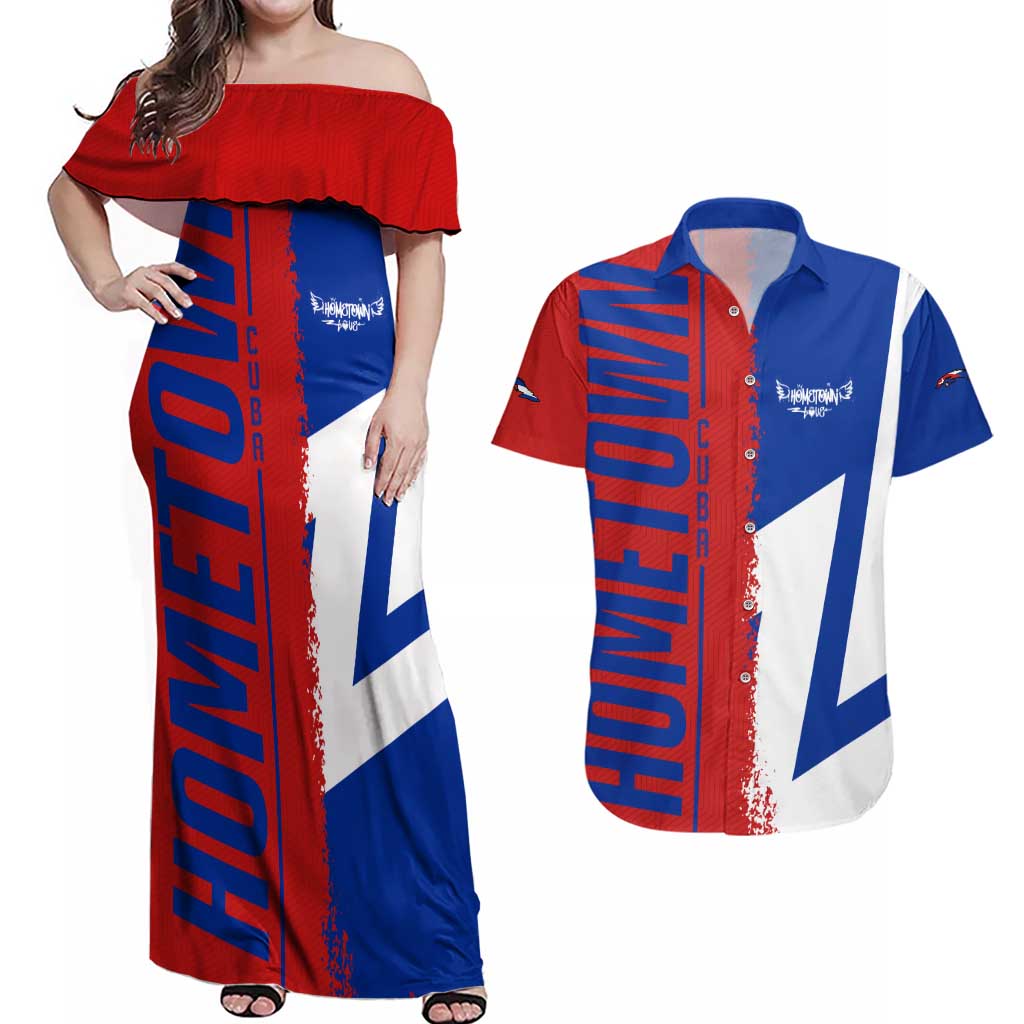 Hometown Czechia Couples Matching Off Shoulder Maxi Dress and Hawaiian Shirt Flag and Map - Wonder Print Shop