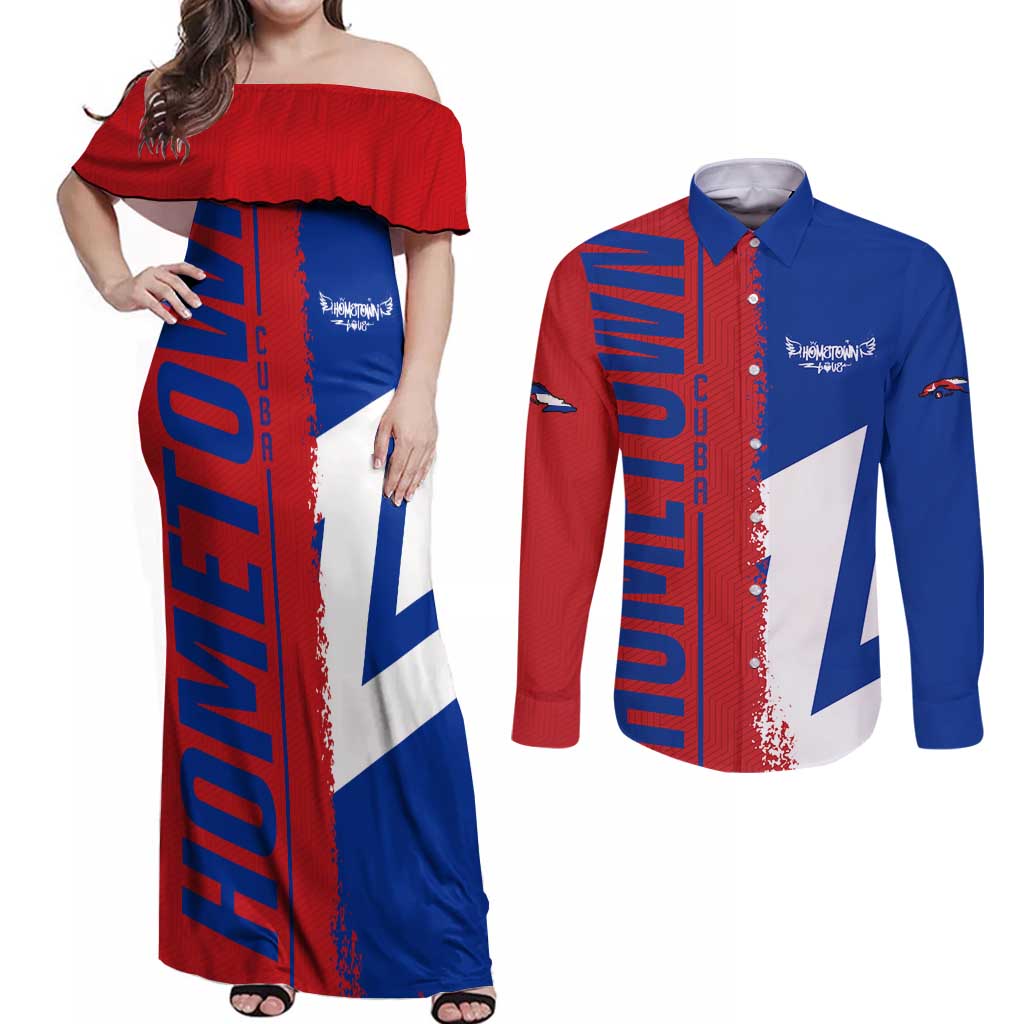 Hometown Czechia Couples Matching Off Shoulder Maxi Dress and Long Sleeve Button Shirt Flag and Map - Wonder Print Shop