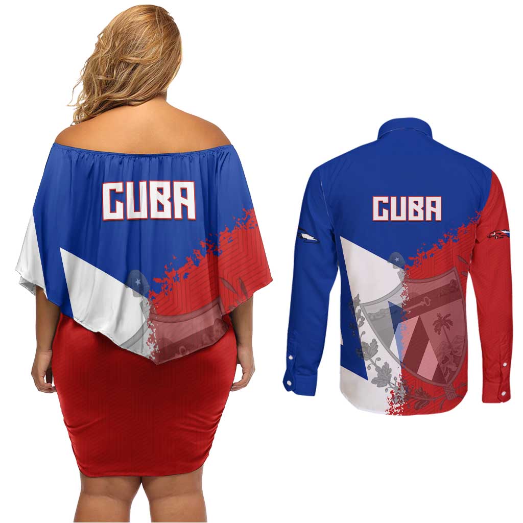 Hometown Czechia Couples Matching Off Shoulder Short Dress and Long Sleeve Button Shirt Flag and Map - Wonder Print Shop