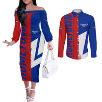 Hometown Czechia Couples Matching Off The Shoulder Long Sleeve Dress and Long Sleeve Button Shirt Flag and Map