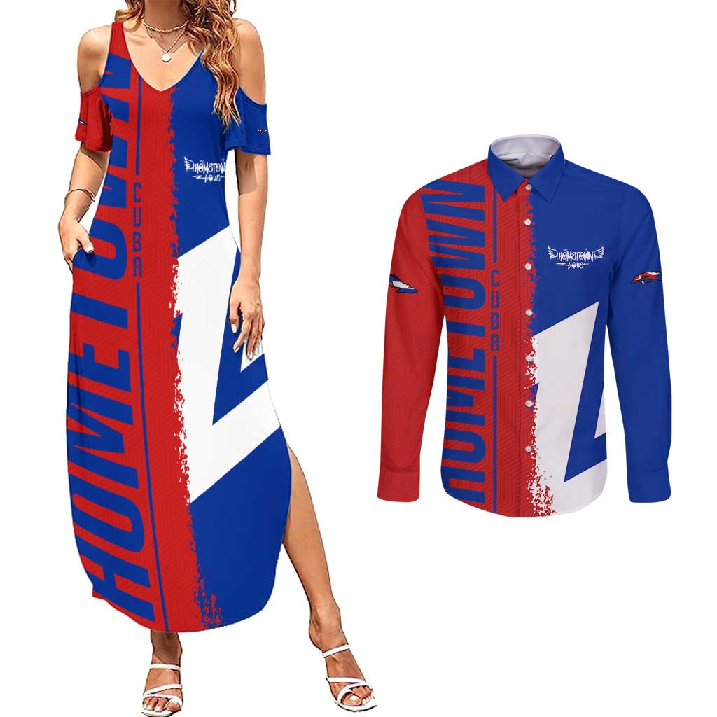 Hometown Czechia Couples Matching Summer Maxi Dress and Long Sleeve Button Shirt Flag and Map - Wonder Print Shop