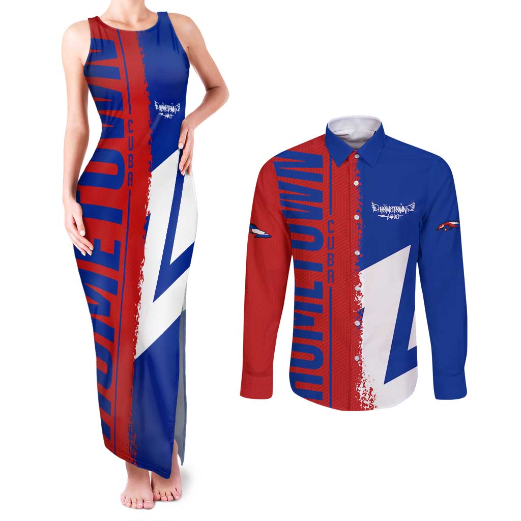 Hometown Czechia Couples Matching Tank Maxi Dress and Long Sleeve Button Shirt Flag and Map - Wonder Print Shop