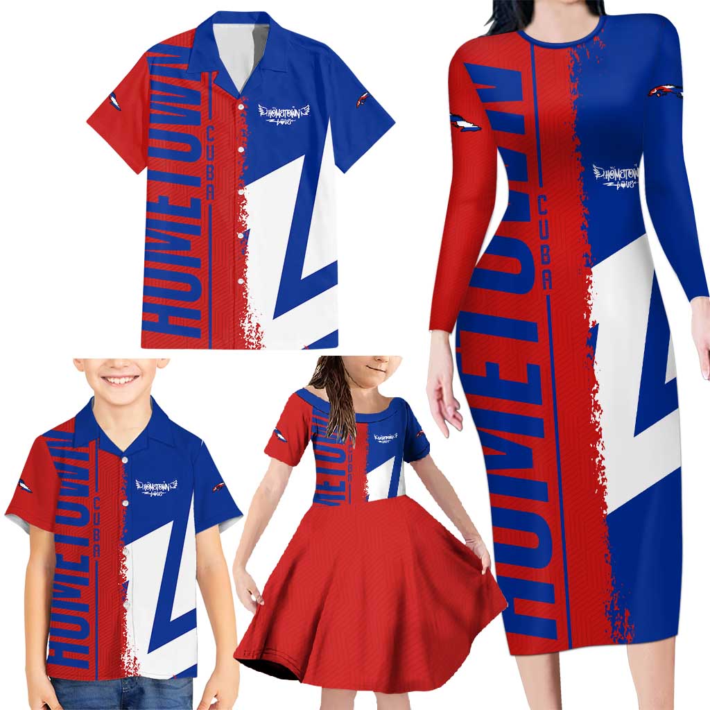 Hometown Czechia Family Matching Long Sleeve Bodycon Dress and Hawaiian Shirt Flag and Map - Wonder Print Shop