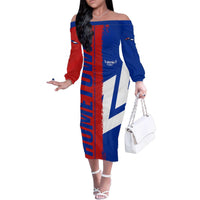 Hometown Czechia Family Matching Off The Shoulder Long Sleeve Dress and Hawaiian Shirt Flag and Map - Wonder Print Shop