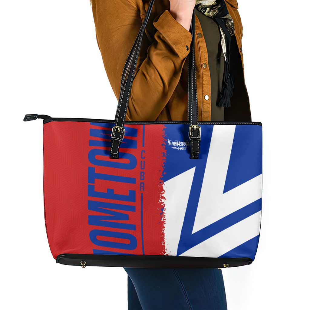 Hometown Czechia Leather Tote Bag Flag and Map - Wonder Print Shop