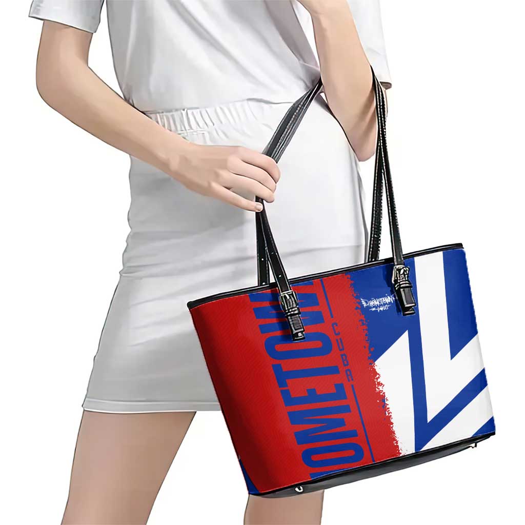 Hometown Czechia Leather Tote Bag Flag and Map - Wonder Print Shop