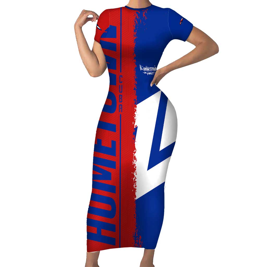 Hometown Czechia Short Sleeve Bodycon Dress Flag and Map - Wonder Print Shop