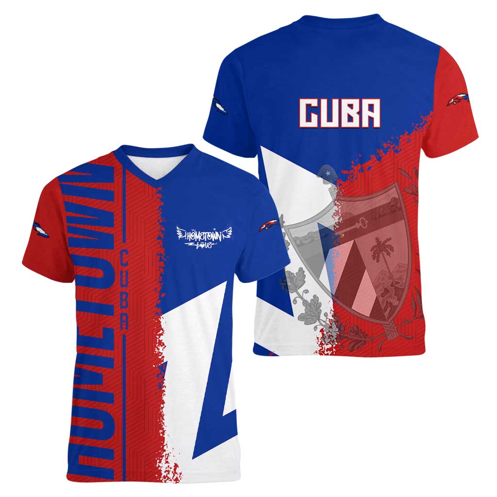 Hometown Czechia Women V-Neck T-Shirt Flag and Map - Wonder Print Shop