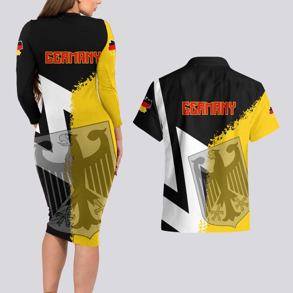 Hometown Germany Couples Matching Long Sleeve Bodycon Dress and Hawaiian Shirt Flag and Map - Wonder Print Shop