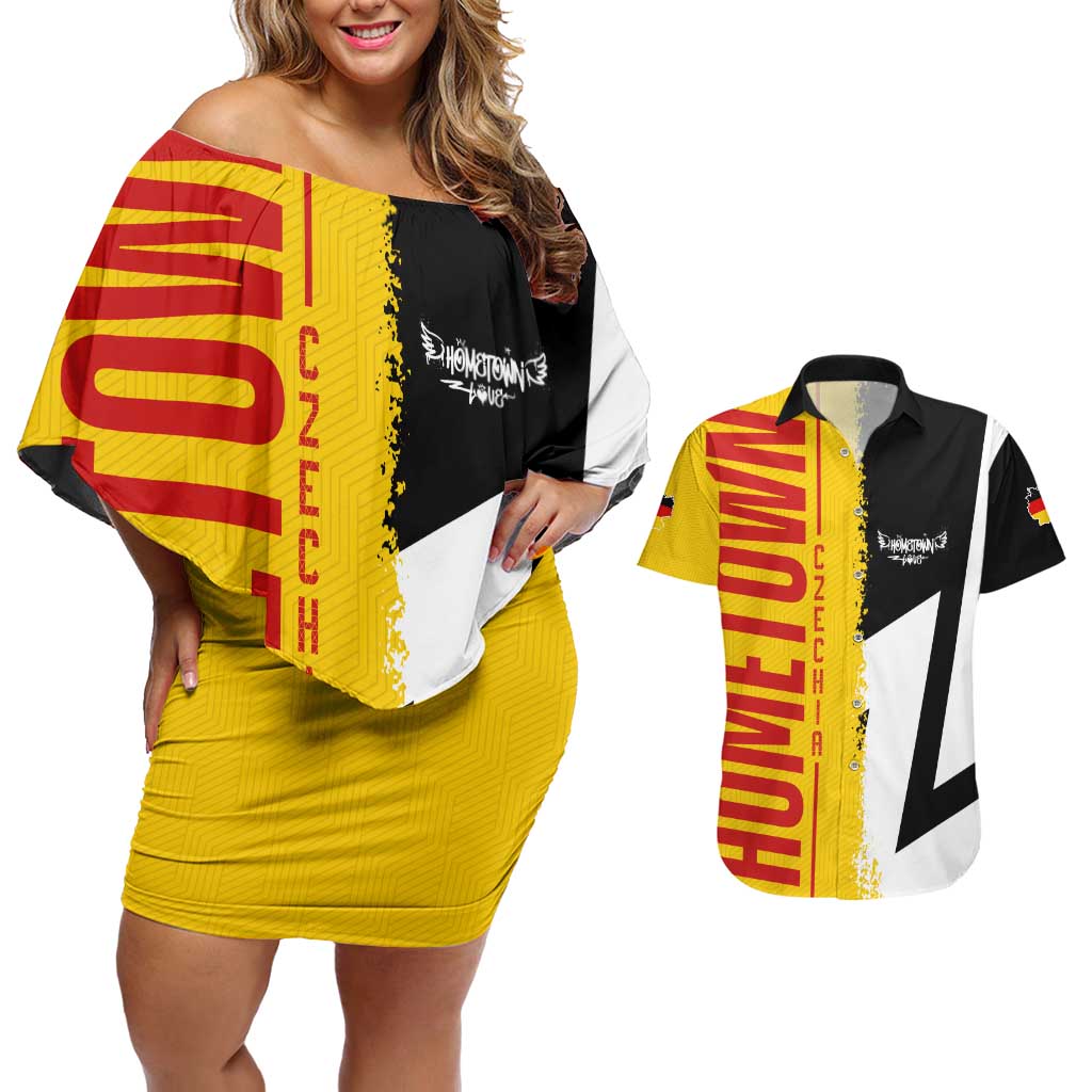 Hometown Germany Couples Matching Off Shoulder Short Dress and Hawaiian Shirt Flag and Map - Wonder Print Shop