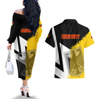 Hometown Germany Couples Matching Off The Shoulder Long Sleeve Dress and Hawaiian Shirt Flag and Map - Wonder Print Shop