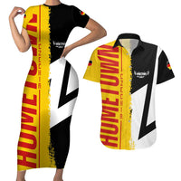 Hometown Germany Couples Matching Short Sleeve Bodycon Dress and Hawaiian Shirt Flag and Map - Wonder Print Shop