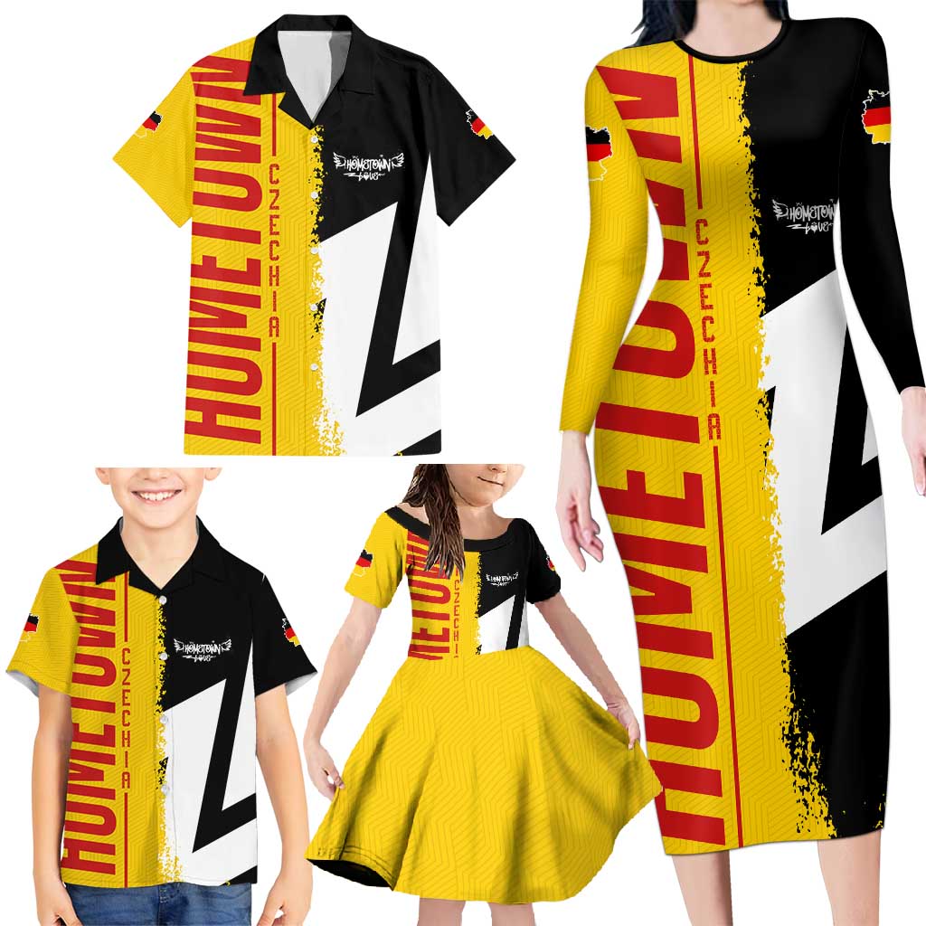Hometown Germany Family Matching Long Sleeve Bodycon Dress and Hawaiian Shirt Flag and Map - Wonder Print Shop