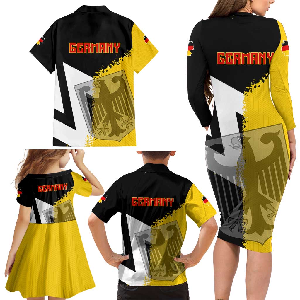 Hometown Germany Family Matching Long Sleeve Bodycon Dress and Hawaiian Shirt Flag and Map - Wonder Print Shop