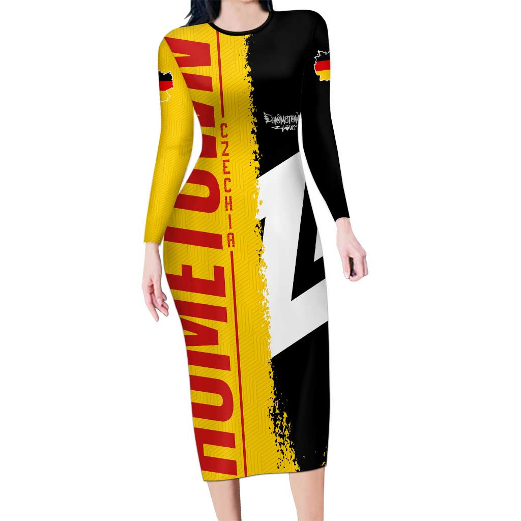 Hometown Germany Long Sleeve Bodycon Dress Flag and Map - Wonder Print Shop