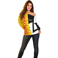 Hometown Germany Off Shoulder Sweater Flag and Map - Wonder Print Shop