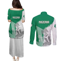 Hometown Nigeria Couples Matching Puletasi and Long Sleeve Button Shirt Flag and Map - Wonder Print Shop