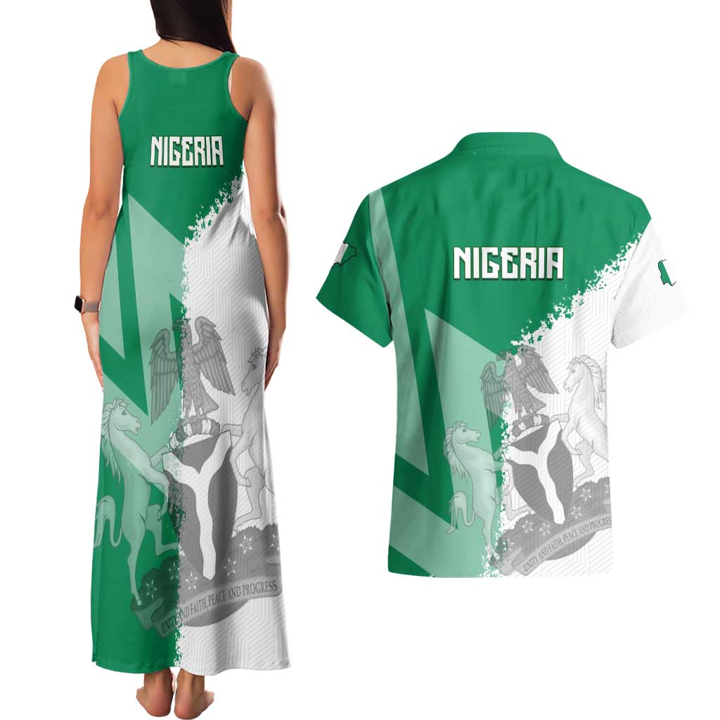 Hometown Nigeria Couples Matching Tank Maxi Dress and Hawaiian Shirt Flag and Map - Wonder Print Shop
