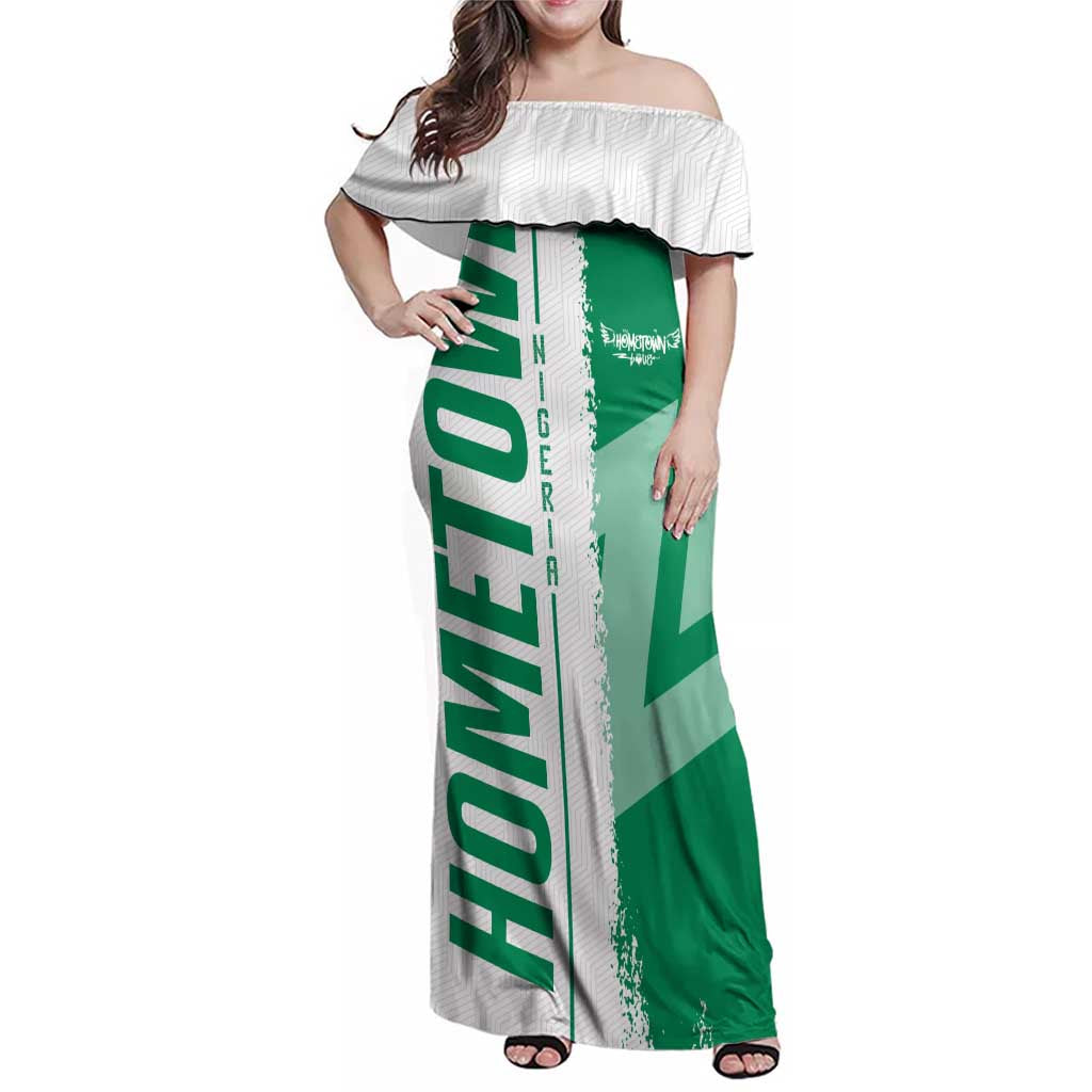 Hometown Nigeria Family Matching Off Shoulder Maxi Dress and Hawaiian Shirt Flag and Map - Wonder Print Shop