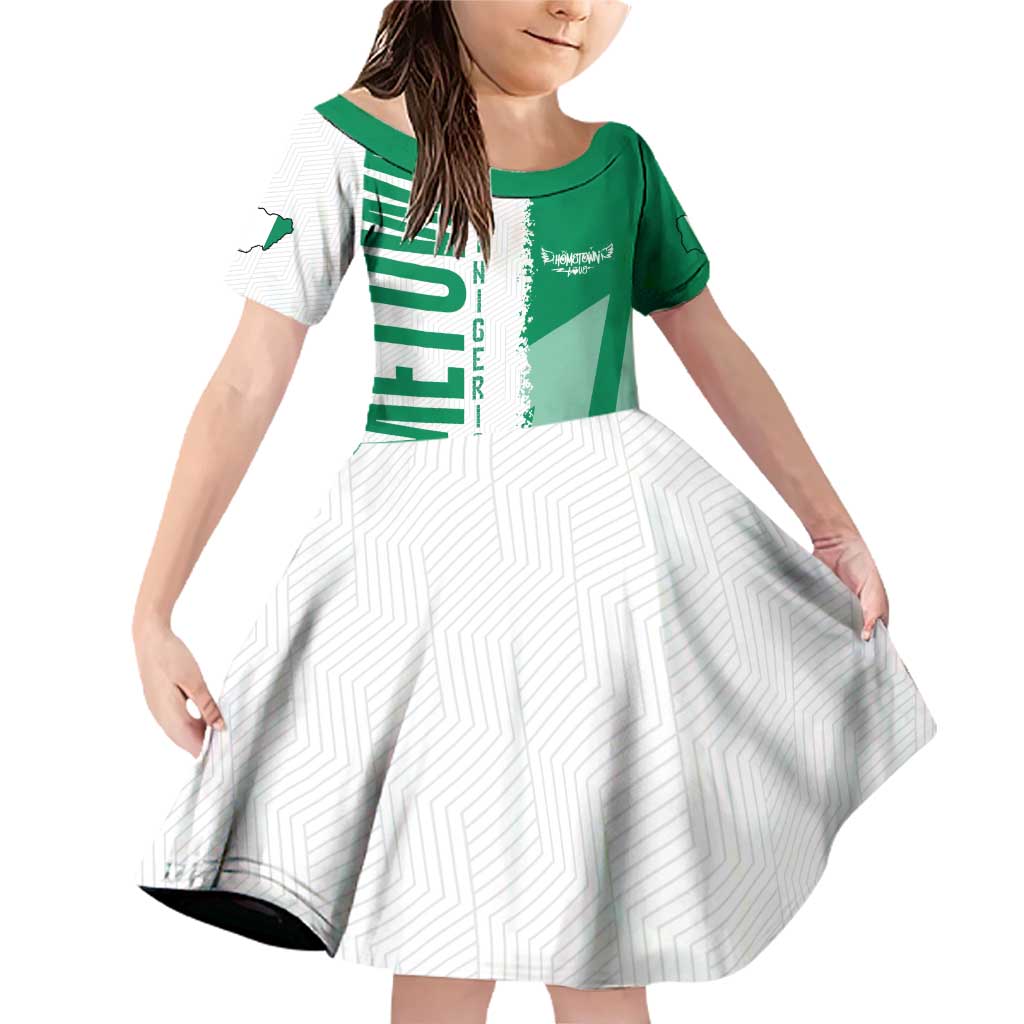 Hometown Nigeria Family Matching Off Shoulder Short Dress and Hawaiian Shirt Flag and Map - Wonder Print Shop