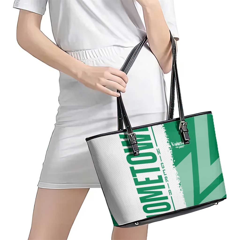 Hometown Nigeria Leather Tote Bag Flag and Map - Wonder Print Shop