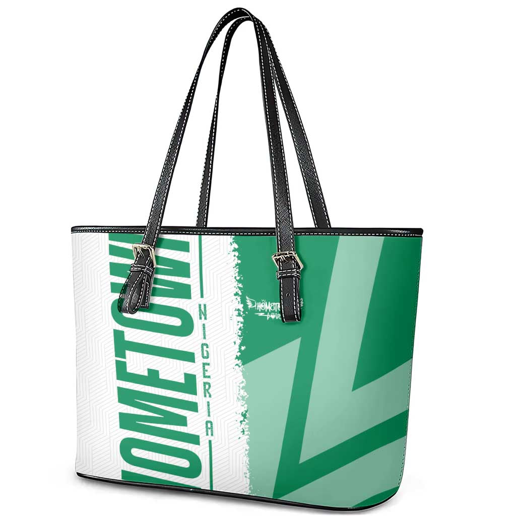 Hometown Nigeria Leather Tote Bag Flag and Map - Wonder Print Shop
