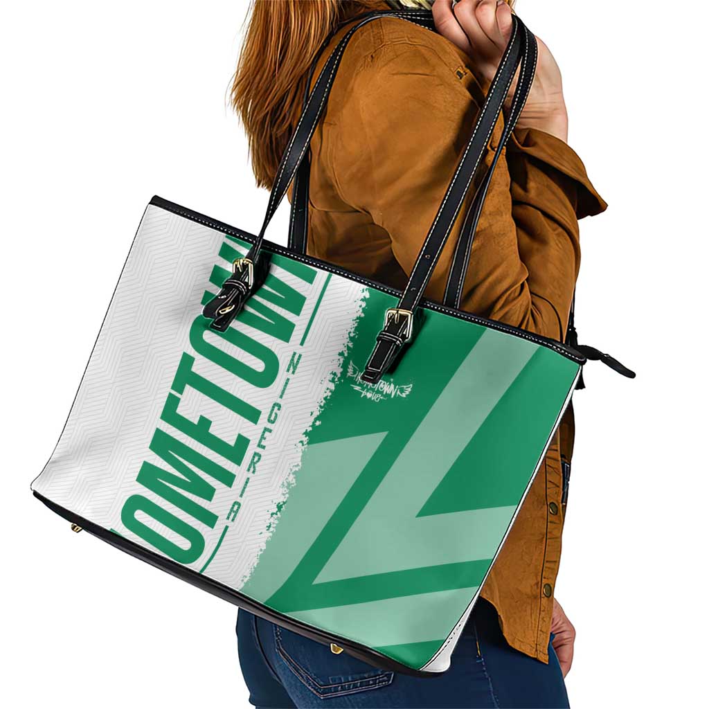 Hometown Nigeria Leather Tote Bag Flag and Map - Wonder Print Shop