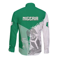 Hometown Nigeria Long Sleeve Button Shirt Flag and Map - Wonder Print Shop