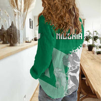 Hometown Nigeria Women Casual Shirt Flag and Map - Wonder Print Shop