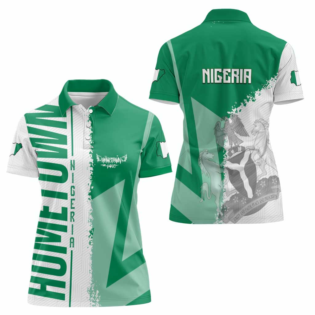 Hometown Nigeria Women Polo Shirt Flag and Map - Wonder Print Shop