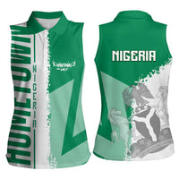 Hometown Nigeria Women Sleeveless Polo Shirt Flag and Map - Wonder Print Shop