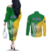 Hometown Saint Vincent and the Grenadines Couples Matching Off The Shoulder Long Sleeve Dress and Long Sleeve Button Shirt Flag and Map