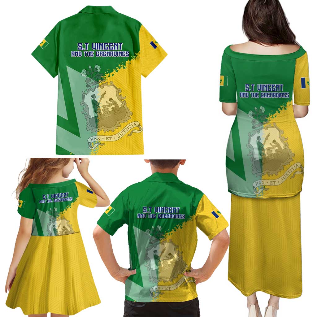 Hometown Saint Vincent and the Grenadines Family Matching Puletasi and Hawaiian Shirt Flag and Map - Wonder Print Shop