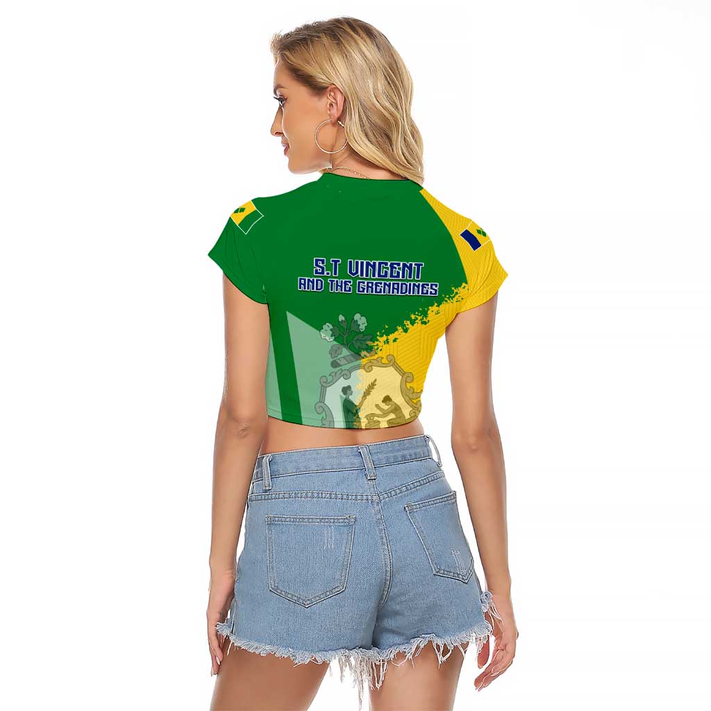 Hometown Saint Vincent and the Grenadines Raglan Cropped T Shirt Flag and Map - Wonder Print Shop