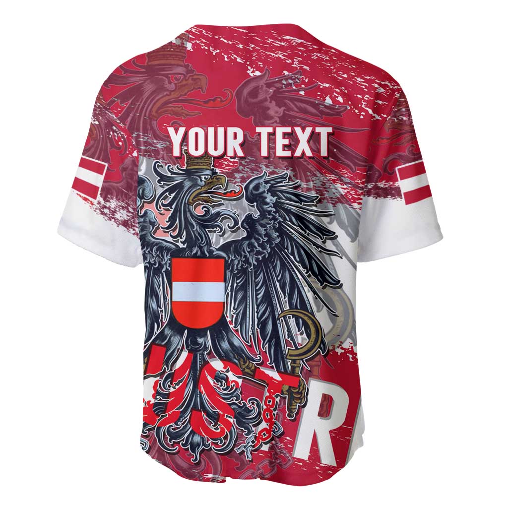 Personalized Coat Of Arms Austria Baseball Jersey Grunge Style - Wonder Print Shop