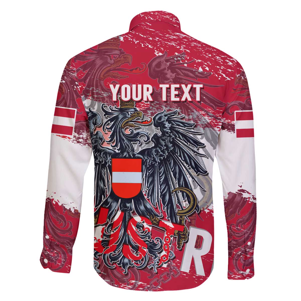 Personalized Coat Of Arms Austria Family Matching Off The Shoulder Long Sleeve Dress and Hawaiian Shirt Grunge Style - Wonder Print Shop