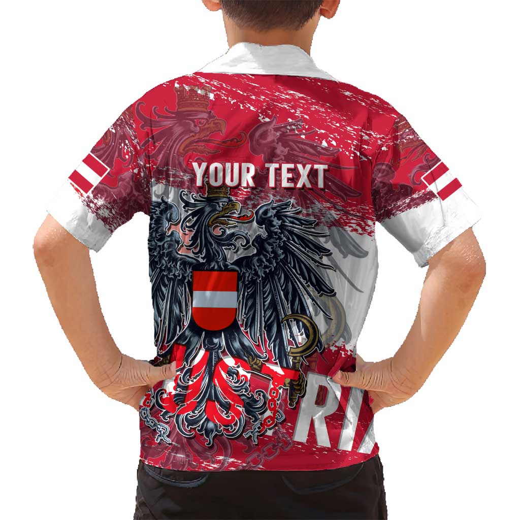 Personalized Coat Of Arms Austria Family Matching Off Shoulder Maxi Dress and Hawaiian Shirt Grunge Style - Wonder Print Shop