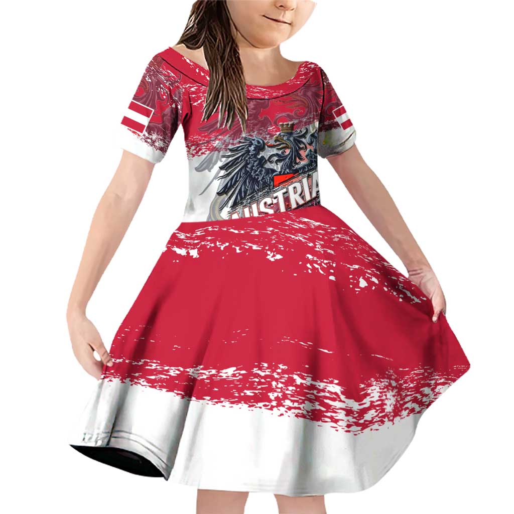 Personalized Coat Of Arms Austria Family Matching Off Shoulder Short Dress and Hawaiian Shirt Grunge Style - Wonder Print Shop