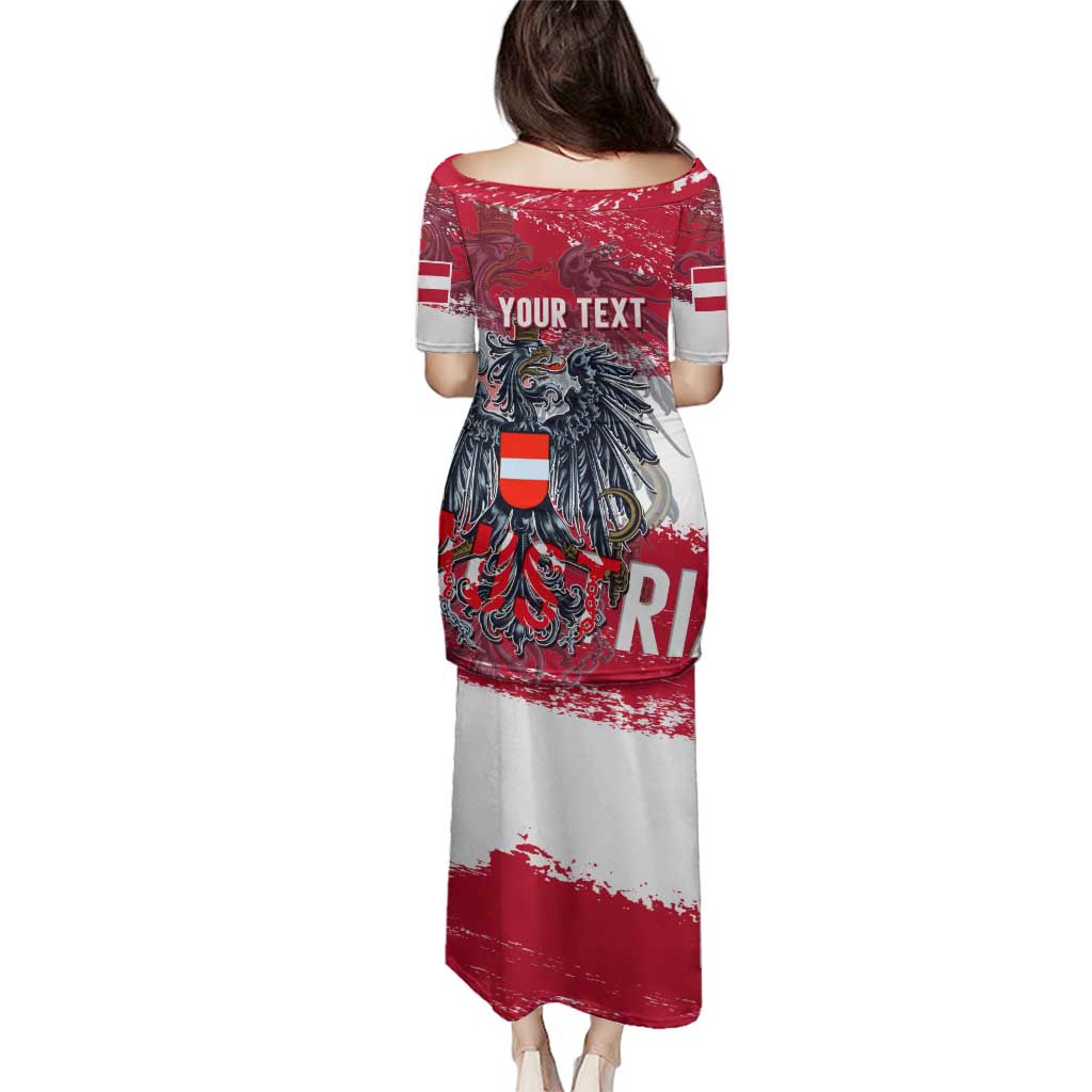 Personalized Coat Of Arms Austria Family Matching Puletasi and Hawaiian Shirt Grunge Style - Wonder Print Shop