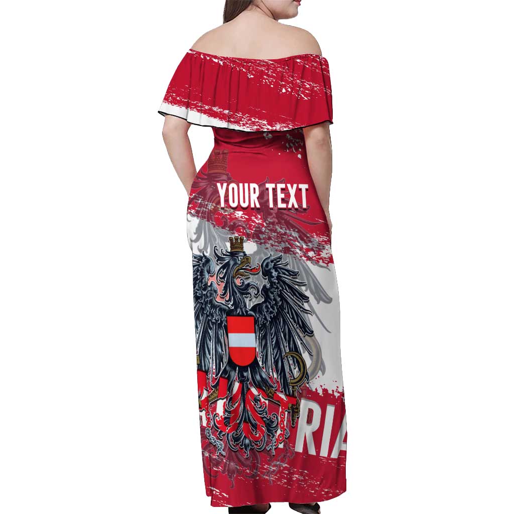 Personalized Coat Of Arms Austria Off Shoulder Maxi Dress Grunge Style - Wonder Print Shop