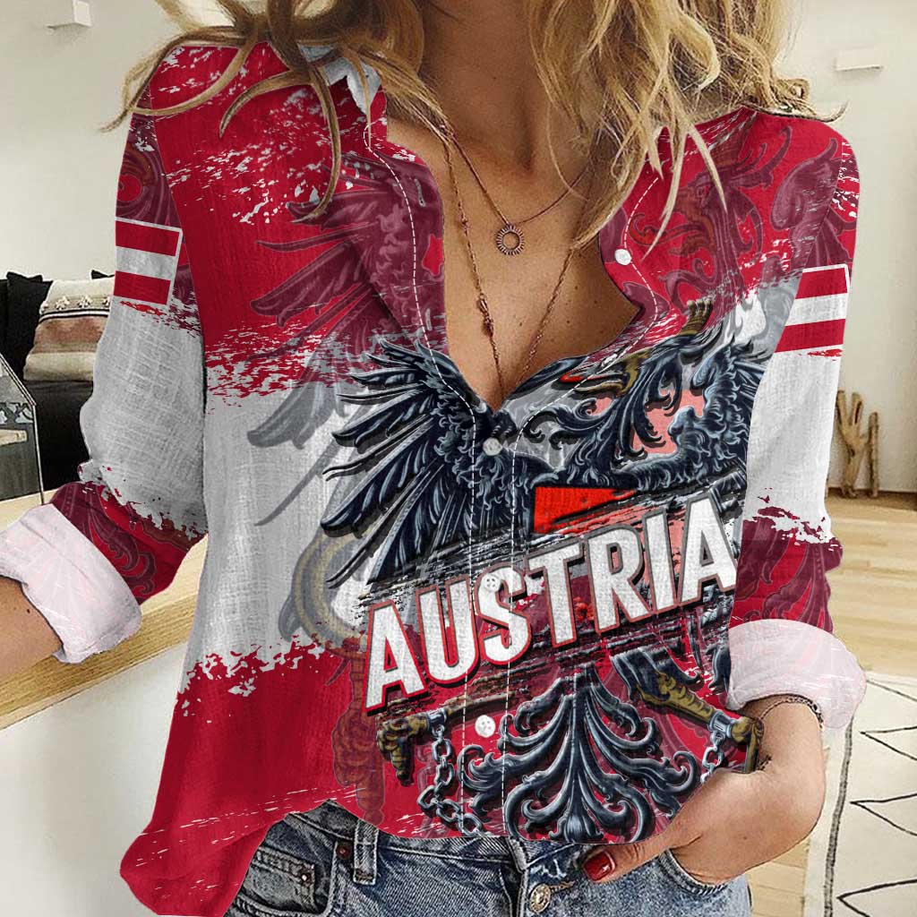 Personalized Coat Of Arms Austria Women Casual Shirt Grunge Style - Wonder Print Shop
