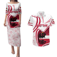 Personalized Austria In My Heart Couples Matching Puletasi and Hawaiian Shirt Osterreich Map Flag - Wonder Print Shop