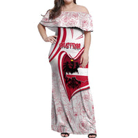 Personalized Austria In My Heart Off Shoulder Maxi Dress Osterreich Map Flag - Wonder Print Shop