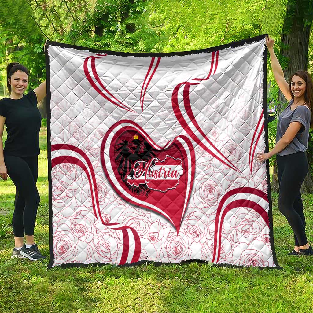 Austria In My Heart Quilt Osterreich Map Flag - Wonder Print Shop