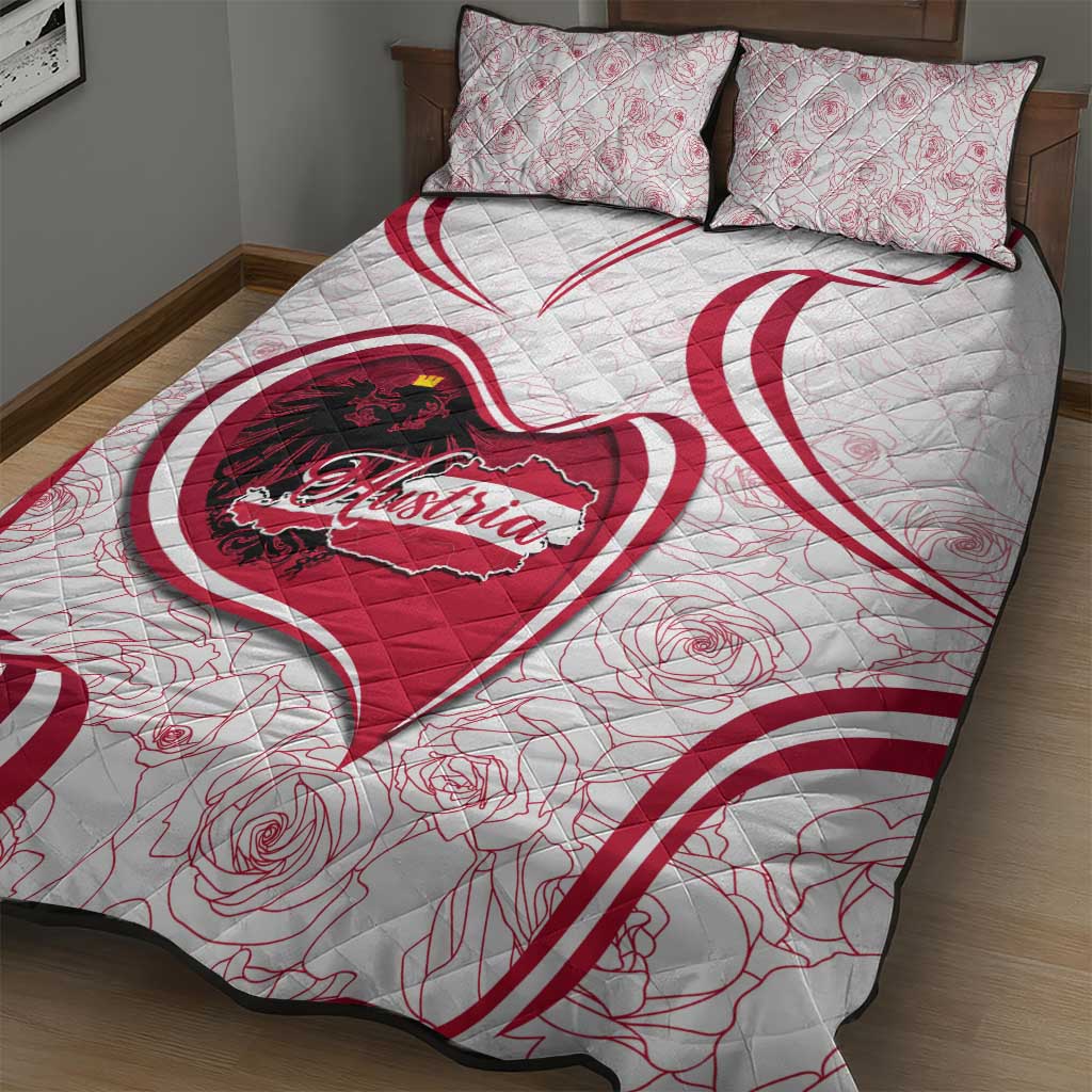 Austria In My Heart Quilt Bed Set Osterreich Map Flag - Wonder Print Shop