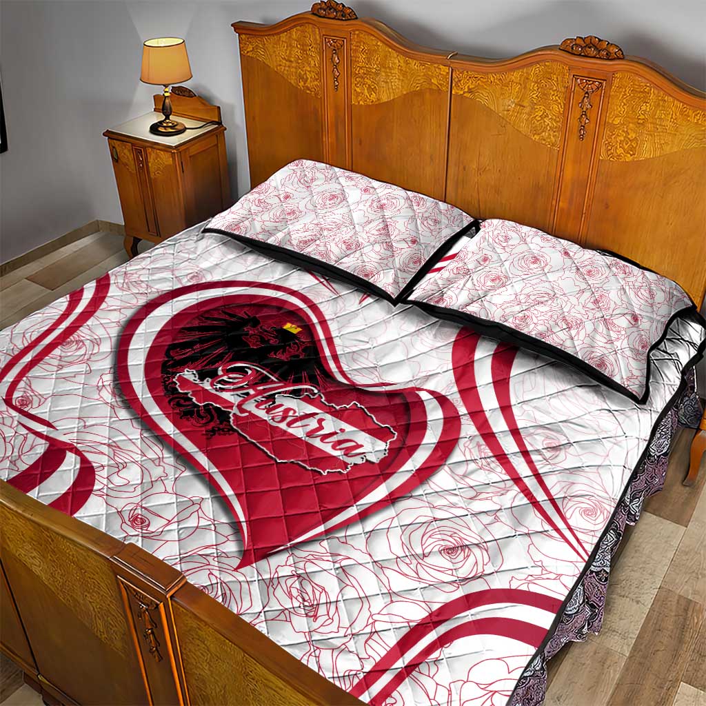 Austria In My Heart Quilt Bed Set Osterreich Map Flag - Wonder Print Shop