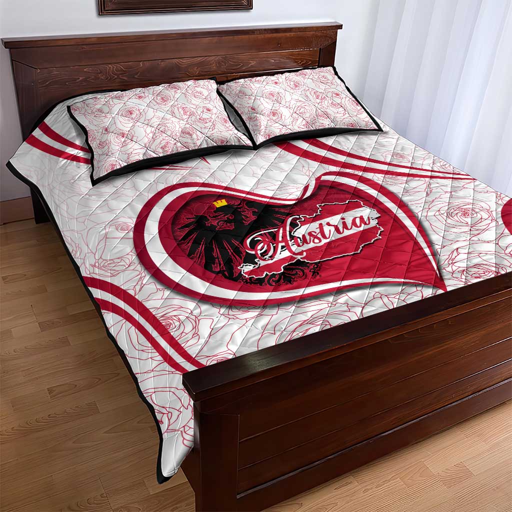 Austria In My Heart Quilt Bed Set Osterreich Map Flag - Wonder Print Shop